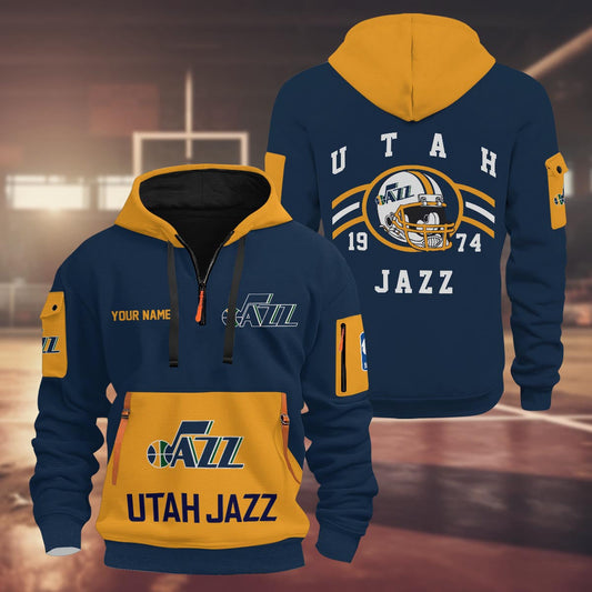 LIMITED EDITION - NEW CUSTOMIZED NBA29 UJ UTAH JAZZ QUARTER ZIP HOODIE