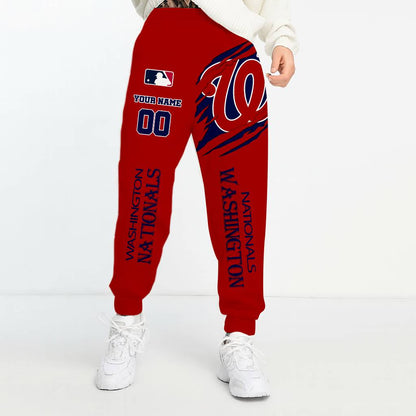 LIMITED EDITION - NEW CUSTOMIZED MLB28 WNS WASHINGTON NATIONALS UNISEX LONG PANTS