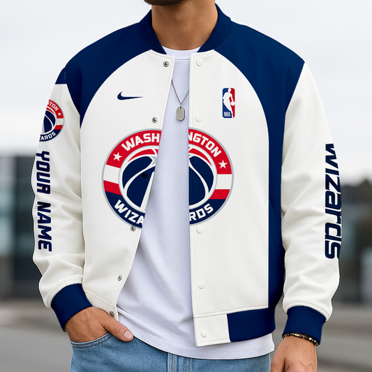 LIMITED EDITION - NEW CUSTOMIZED NBA28 WW WASHINGTON WIZARDS BASEBALL JACKET