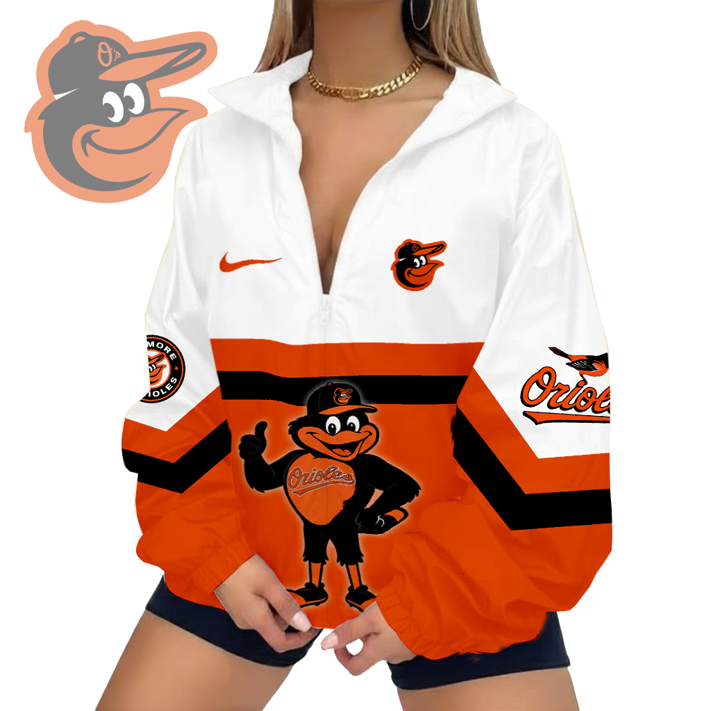 LIMITED EDITION - NEW CUSTOMIZED MLB25 BOS BALTIMORE ORIOLES V-NECK ZIPPER SWEATSHIRT JACKET