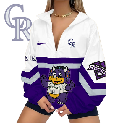 LIMITED EDITION - NEW CUSTOMIZED MLB30 COR COLORADO ROCKIES V-NECK ZIPPER SWEATSHIRT JACKET