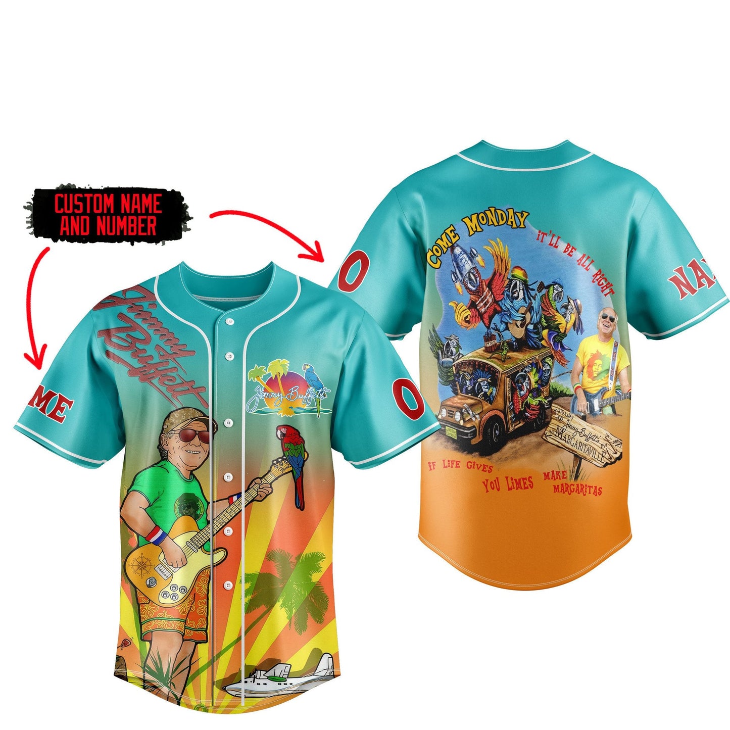 NEW PREMIUM JIMMY BUFFETT BASEBALL JERSEY