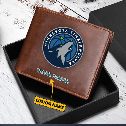 LIMITED EDITION - NEW CUSTOMIZED NBA05 MT MINNESOTA TIMBERWOLVES LEATHER WALLET