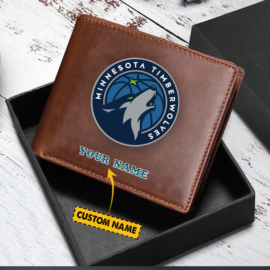 LIMITED EDITION - NEW CUSTOMIZED NBA05 MT MINNESOTA TIMBERWOLVES LEATHER WALLET