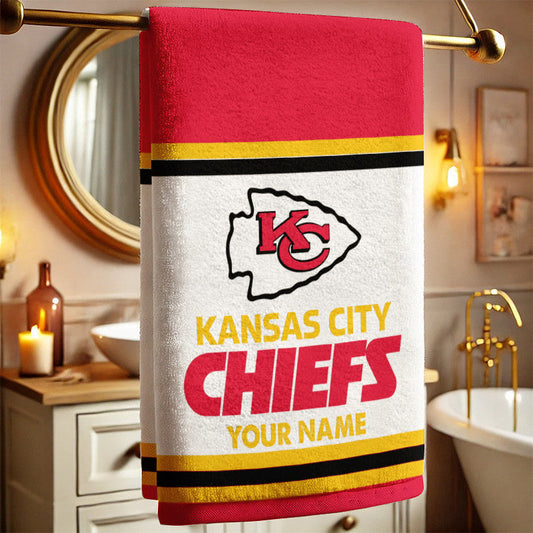 LIMITED EDITION - NEW CUSTOMIZED NFL01 KCC KANSAS CITY CHIEFS BATH TOWEL
