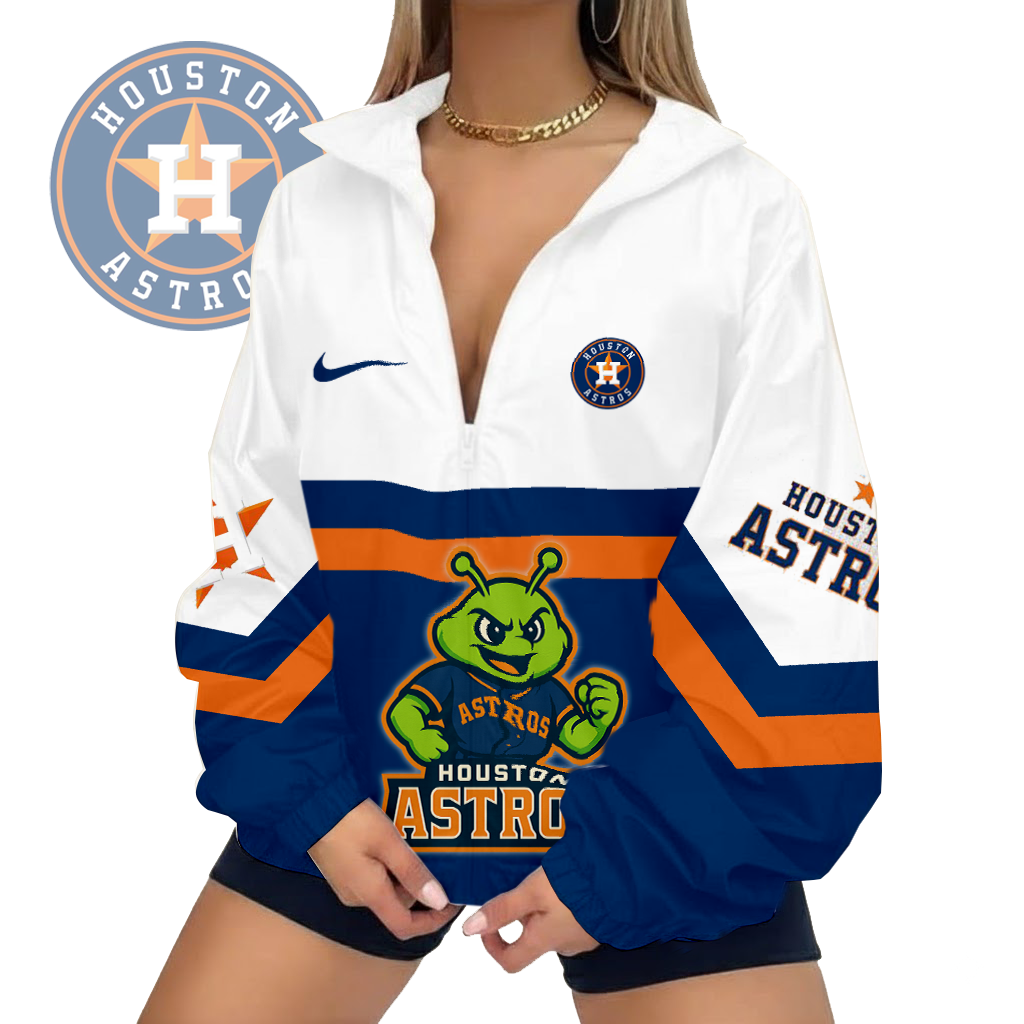 LIMITED EDITION - NEW CUSTOMIZED MLB10 HAS HOUSTON ASTROS V-NECK ZIPPER SWEATSHIRT JACKET