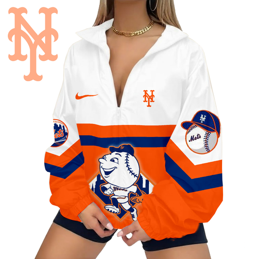 LIMITED EDITION - NEW CUSTOMIZED MLB17 NYM NEW YORK METS V-NECK ZIPPER SWEATSHIRT JACKET