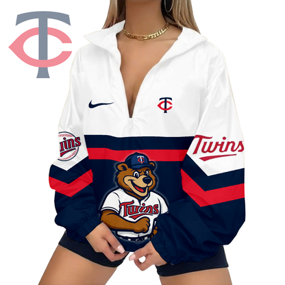 LIMITED EDITION - NEW CUSTOMIZED MLB22 MTS MINNESOTA TWINS V-NECK ZIPPER SWEATSHIRT JACKET