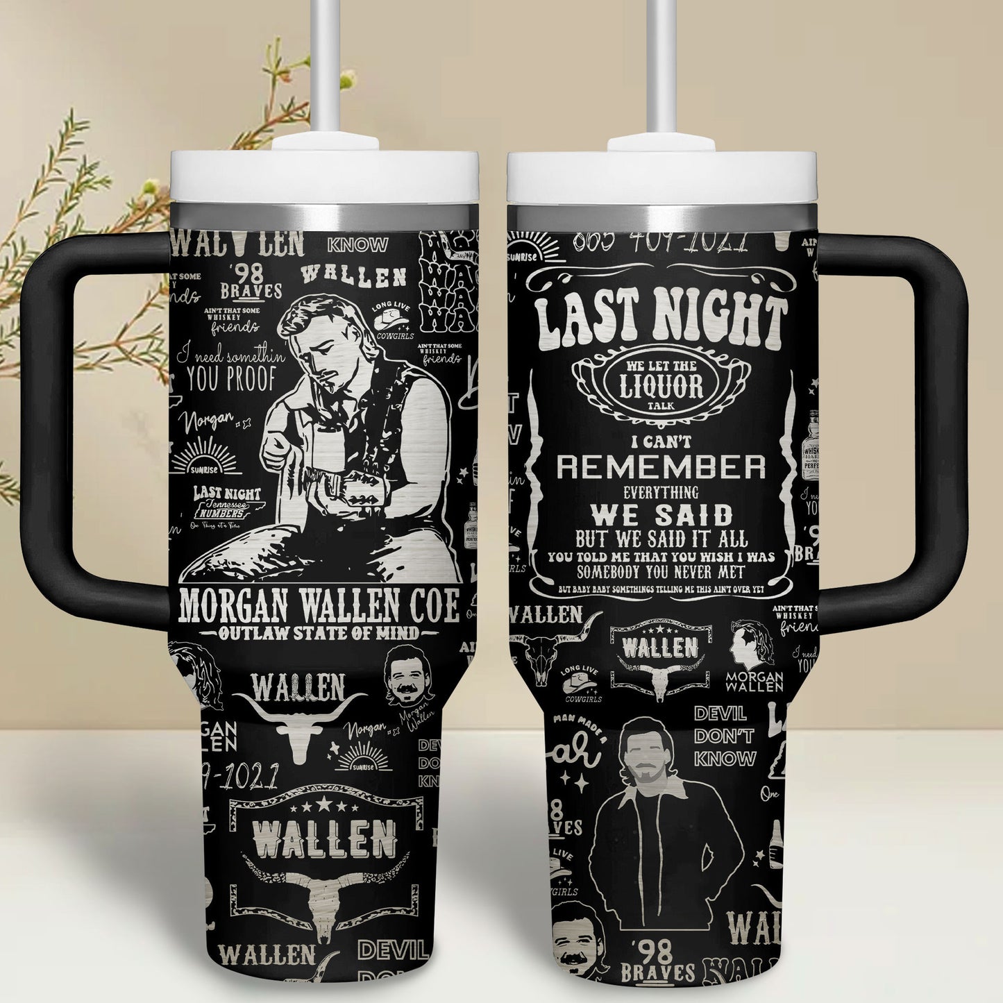 Morgan Wallen Premium 40OZ Tumbler With Handle