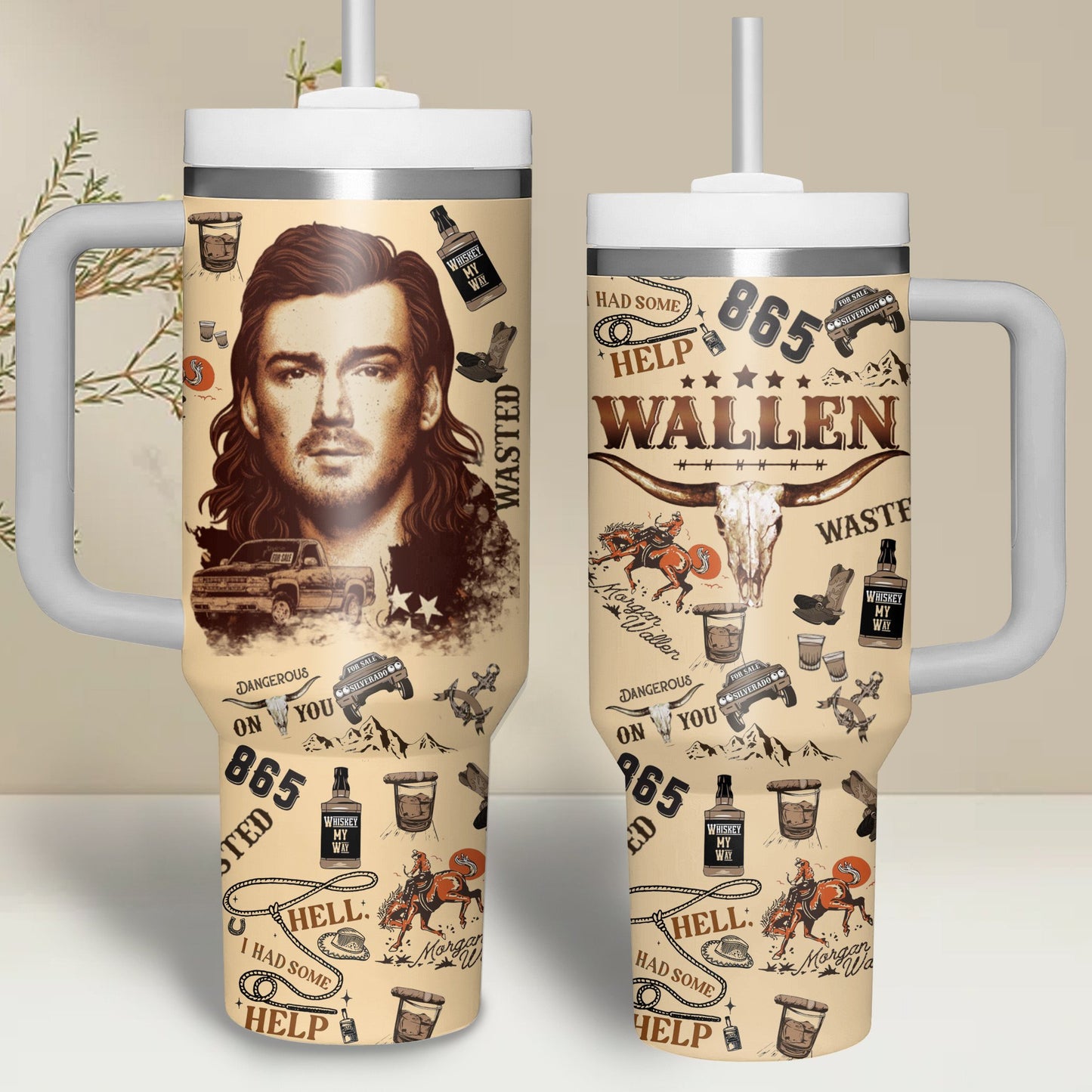 Morgan Wallen Premium 40OZ Tumbler With Handle