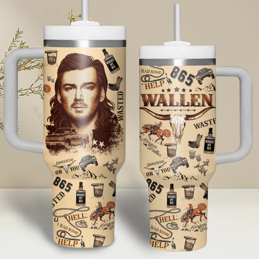Morgan Wallen Premium 40OZ Tumbler With Handle