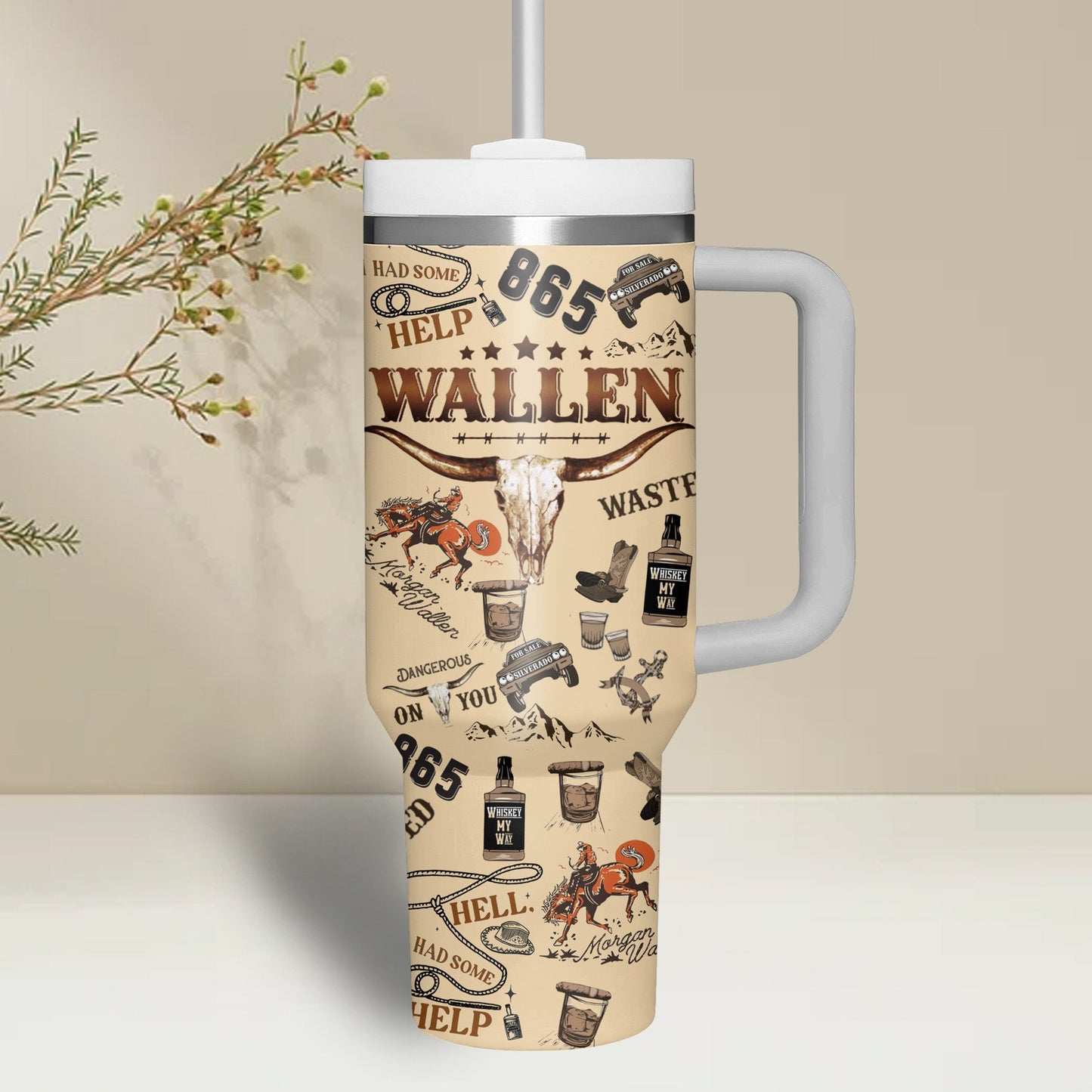 Morgan Wallen Premium 40OZ Tumbler With Handle