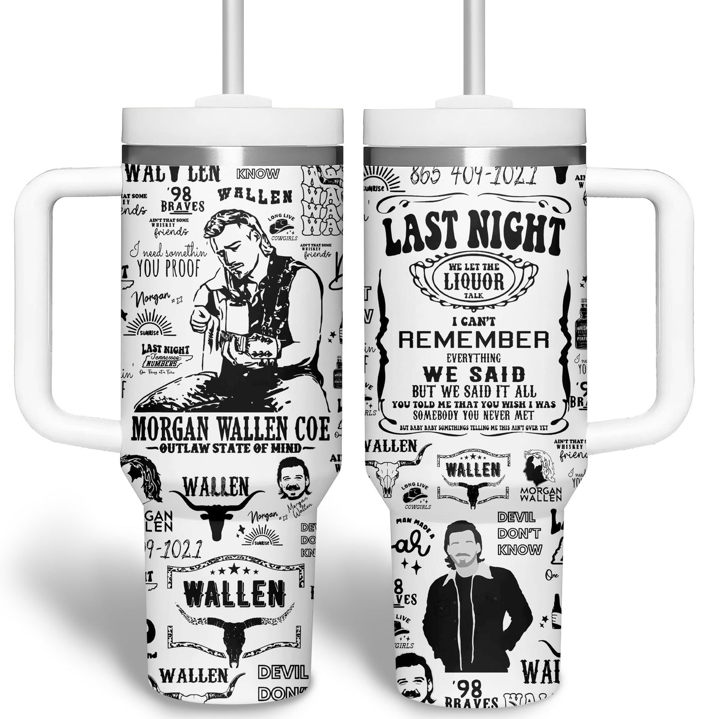 Morgan Wallen Premium 40OZ Tumbler With Handle