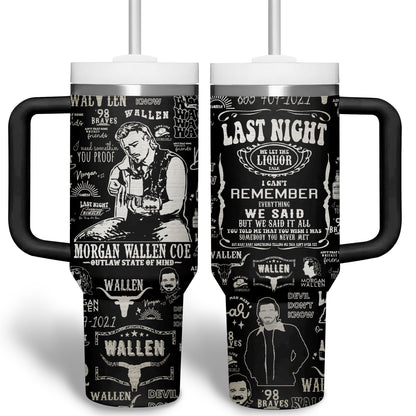 Morgan Wallen Premium 40OZ Tumbler With Handle