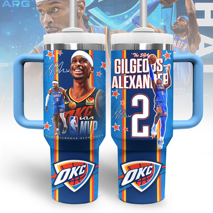 Oklahoma City Thunder 40OZ Stainless Steel Tumbler With Handle