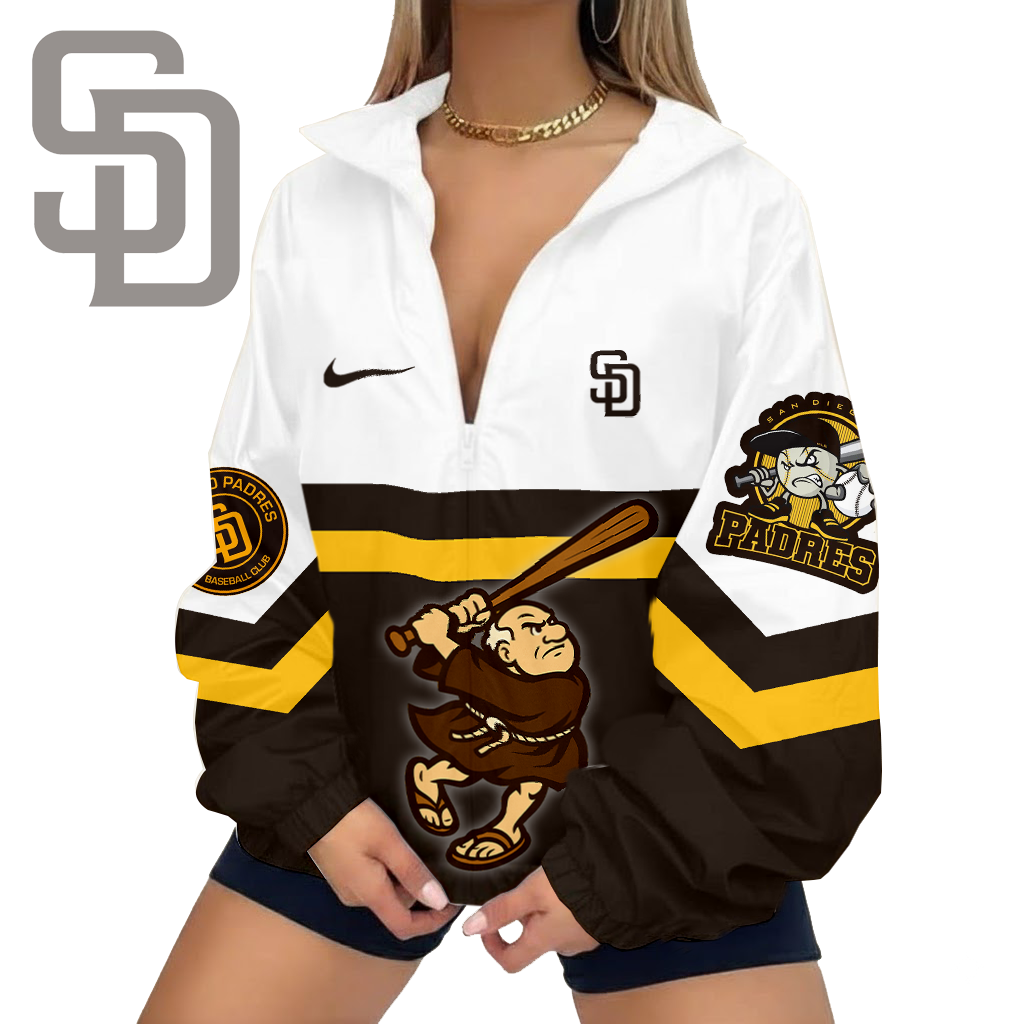 LIMITED EDITION - NEW CUSTOMIZED MLB18 SDP SAN DIEGO PADRES V-NECK ZIPPER SWEATSHIRT JACKET