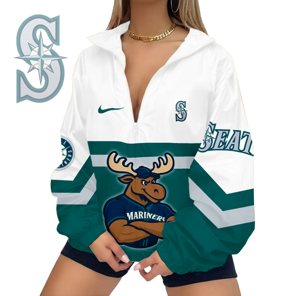 LIMITED EDITION - NEW CUSTOMIZED MLB14 SMS SEATTLE MARINERS V-NECK ZIPPER SWEATSHIRT JACKET