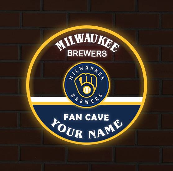 LIMITED EDITION - NEW CUSTOMIZED MLB15 MBS MILWAUKEE BREWERS LED LIGHT WALL DECOR