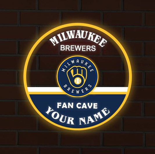 LIMITED EDITION - NEW CUSTOMIZED MLB15 MBS MILWAUKEE BREWERS LED LIGHT WALL DECOR
