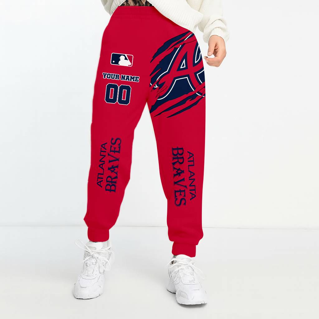 LIMITED EDITION - NEW CUSTOMIZED MLB09 ABS ATLANTA BRAVES UNISEX LONG PANTS