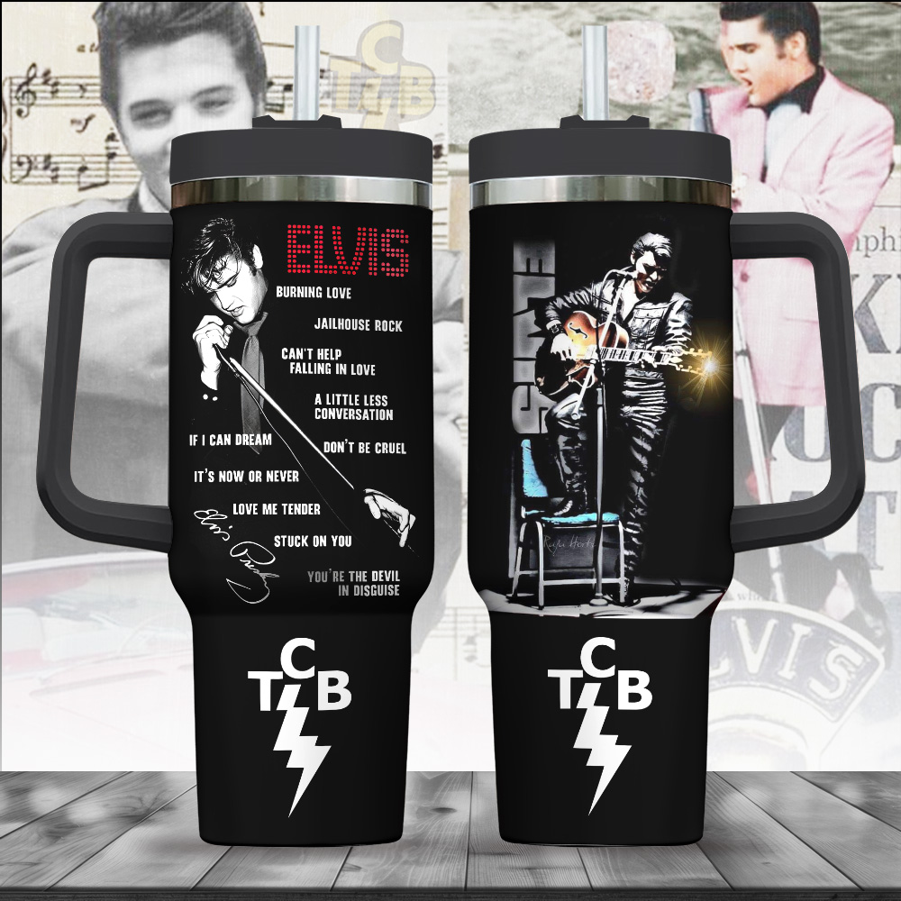 New Premium Elvis Presley 40OZ Tumbler With Handle - EVPLCAO10