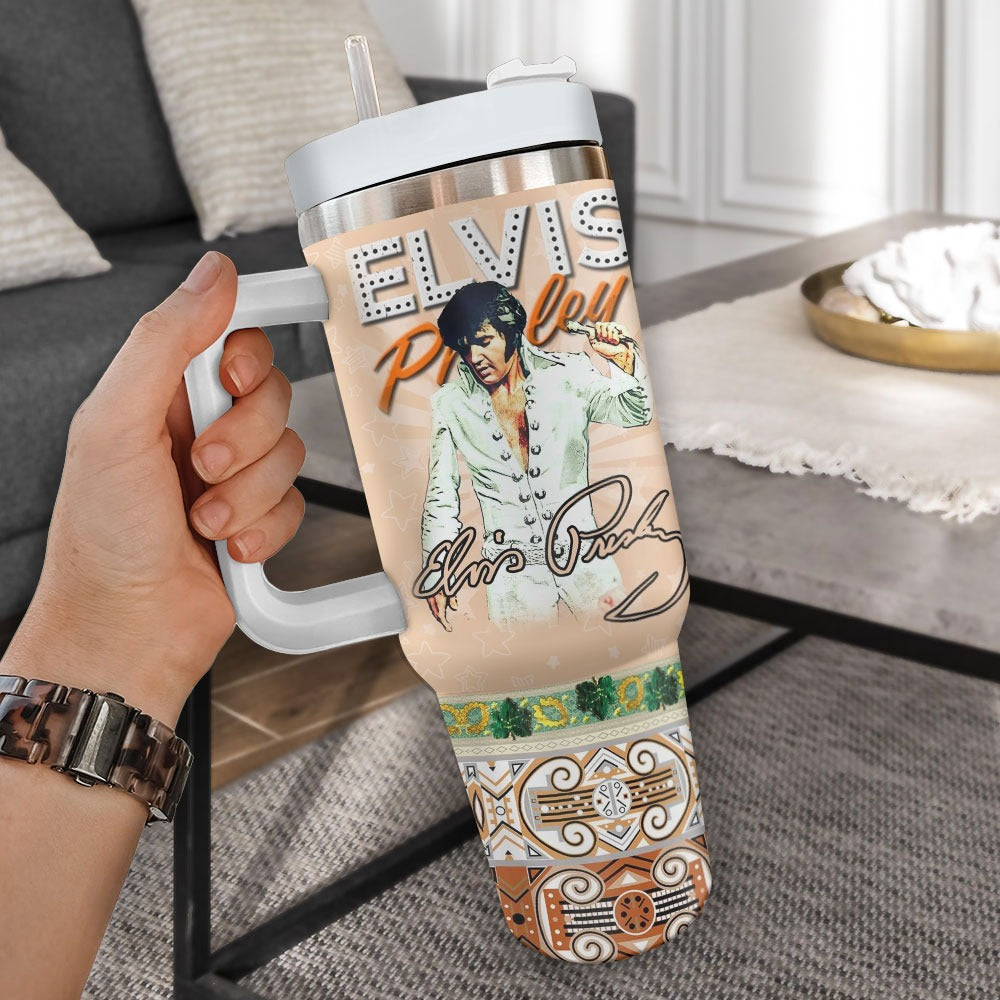 New Premium Elvis Presley 40OZ Tumbler With Handle - EVPLCAO12
