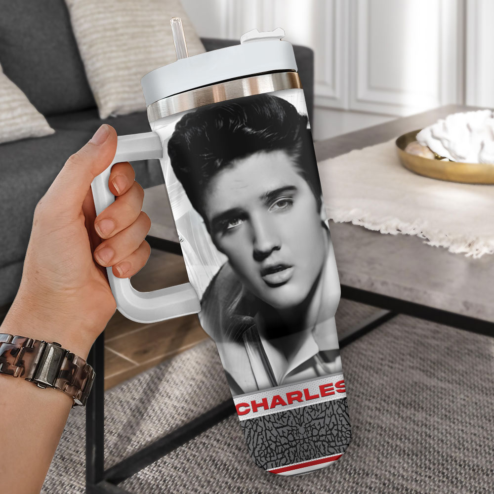 New Premium Elvis Presley 40OZ Tumbler With Handle - EVPLCAO11