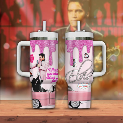 New Premium Elvis Presley 40OZ Tumbler With Handle - EVPLCAO64