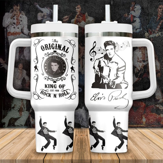 New Premium Elvis Presley 40OZ Tumbler With Handle - EVPLCAO67