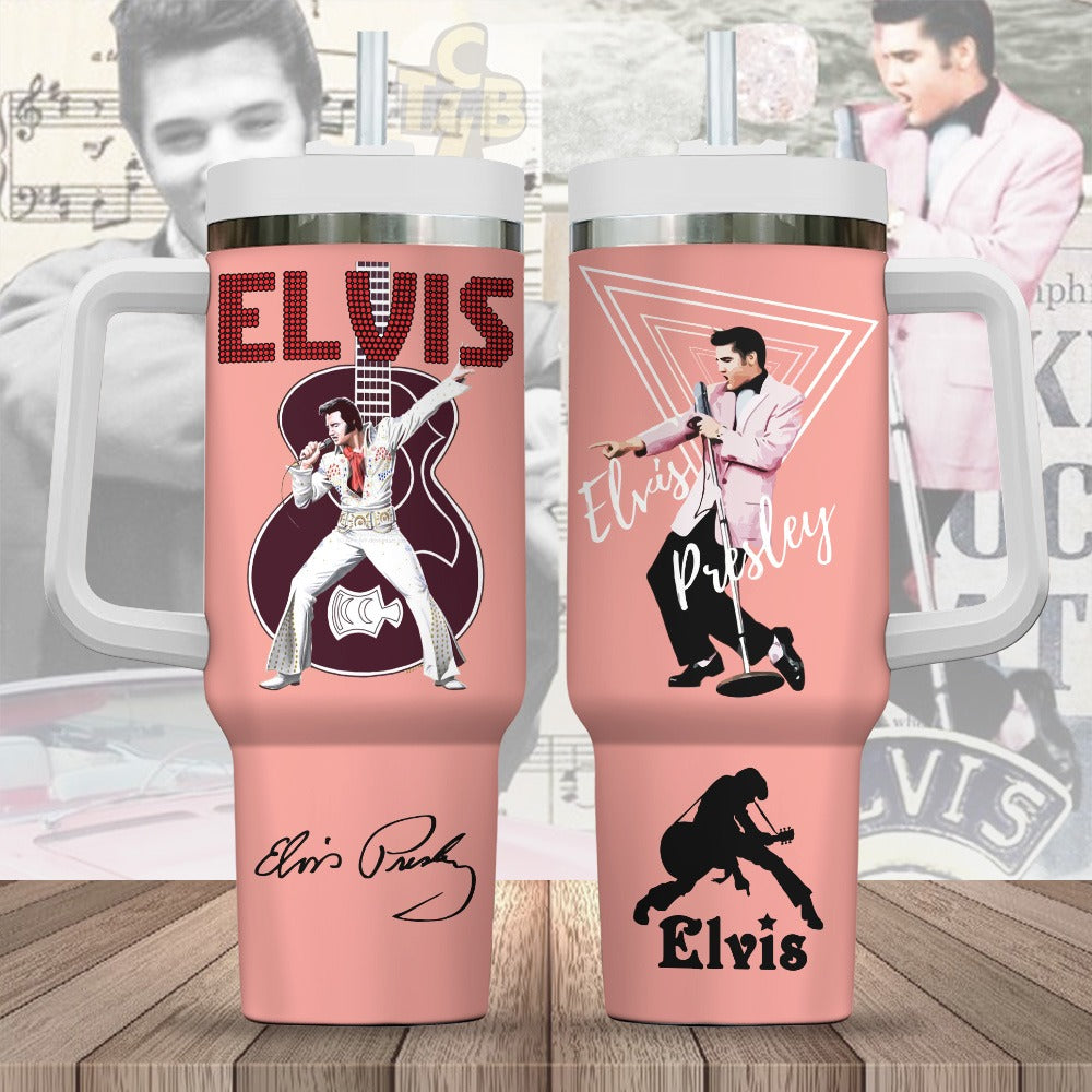 New Premium Elvis Presley 40OZ Tumbler With Handle - EVPLCAO60