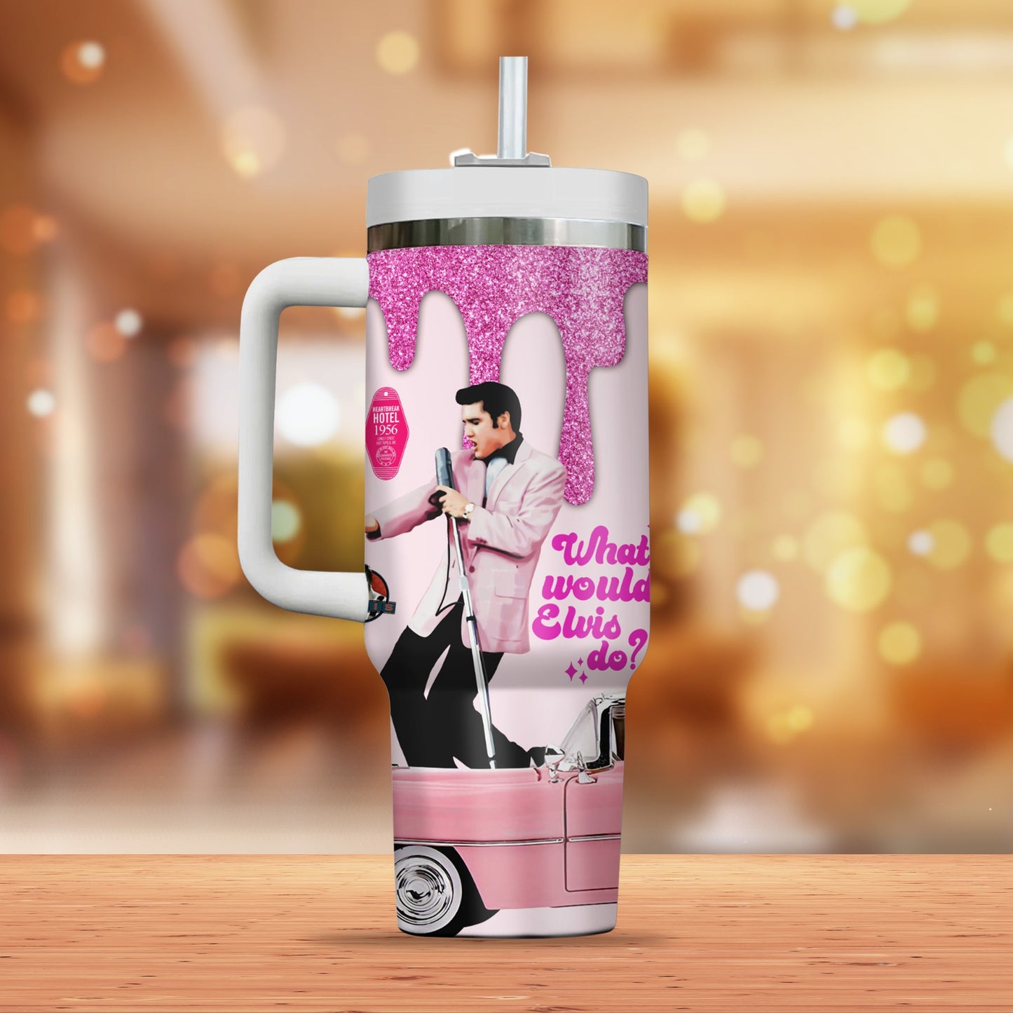 New Premium Elvis Presley 40OZ Tumbler With Handle - EVPLCAO64