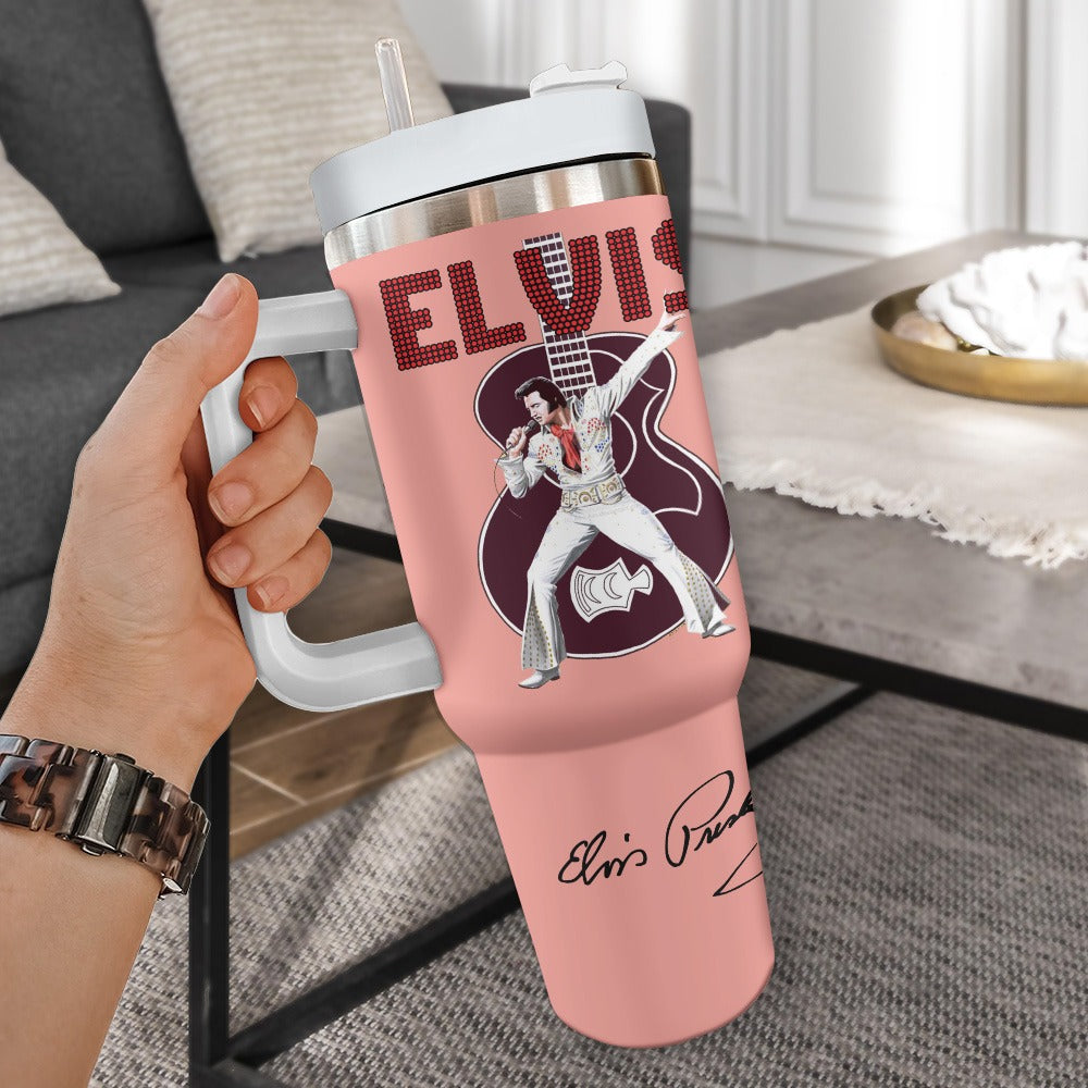 New Premium Elvis Presley 40OZ Tumbler With Handle - EVPLCAO60
