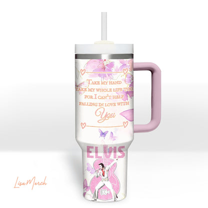 New Premium Elvis Presley 40OZ Tumbler With Handle - EVPLCAO59