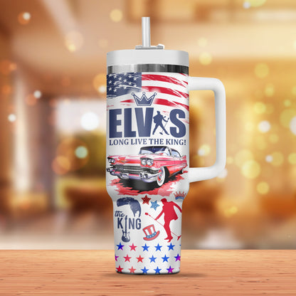 New Premium Elvis Presley 40OZ Tumbler With Handle - EVPLCAO66