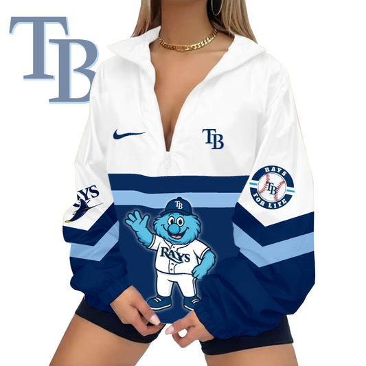 LIMITED EDITION - NEW CUSTOMIZED MLB21 TBR TAMPA BAY RAYS V-NECK ZIPPER SWEATSHIRT JACKET