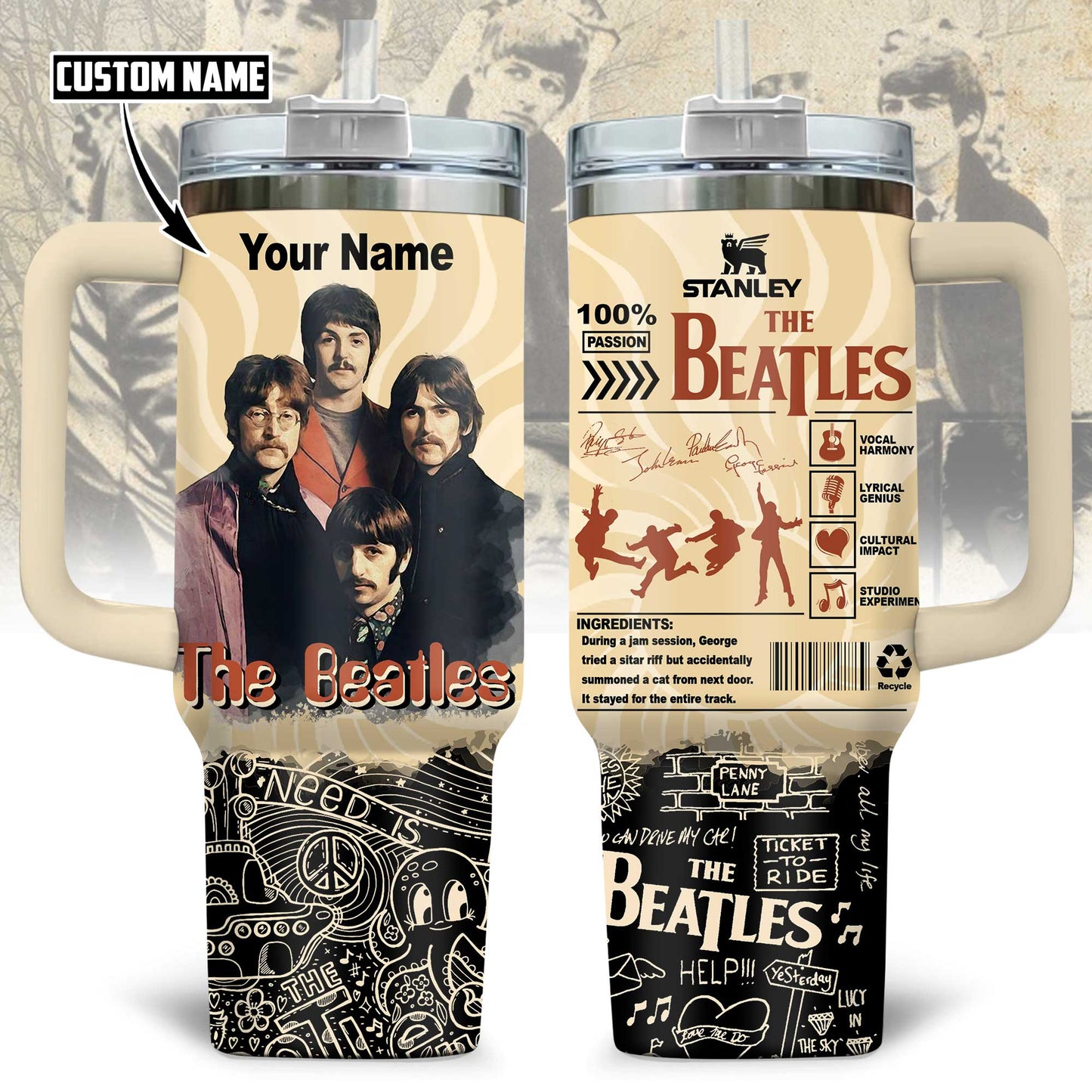 NEW PREMIUM THE BEATLES 40OZ TUMBLER