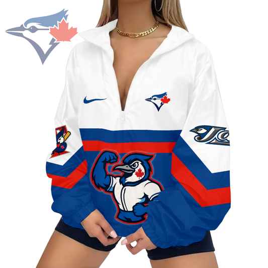 LIMITED EDITION - NEW CUSTOMIZED MLB12 TBJ TORONTO BLUE JAYS V-NECK ZIPPER SWEATSHIRT JACKET